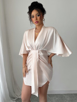 EVE Deep V Neck Corseted Wide Sleeve Midi Dress GZEY-D2343183