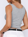 EVE Sleeveless Button Solid Color Tank Tops GZYU-D2412074
