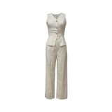 EVE Solid Color V Neck Vest Loose Pants Suit LSD-2487