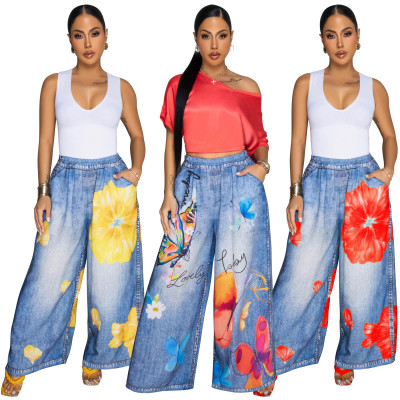 EVE Fashion Print Wide Leg Pants YF-10833