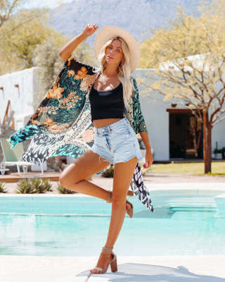 EVE Chiffon Printed Cardigan Kimono Shawl GSNU-2271