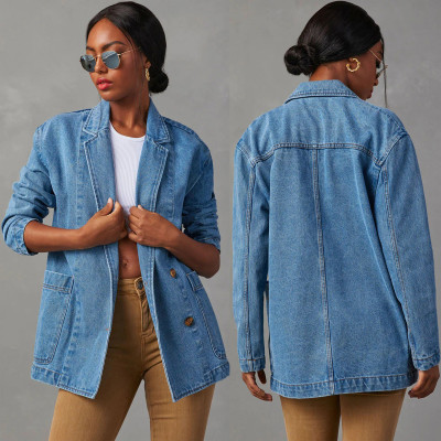 EVE Casual Long Sleeve Denim Blazer Coat GSNU-32137