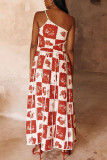 EVE Fashion Suspenders Printed Lace Splicing Maxi Dress  GSNU-8052