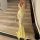 EVE V Neck Backless Sequin Fishtail Dress GSNU-8106