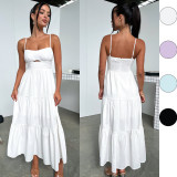 EVE Solid Color Backless Sling Maxi Dress GSNU-246043