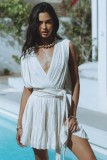 EVE Sexy Solid Color Drawstring Belt Mini Dress GSNU-8047