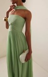 EVE Pleated Wrap Chest Press Pleated Maxi Dress GSNU-8138