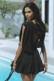 EVE Sexy Solid Color Drawstring Belt Mini Dress GSNU-8047