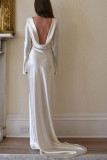 EVE Sexy Backless Solid Color Gown Slim Maxi Dress GSNU-8086