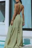EVE Backless V Neck Tie Up Split Maxi Dress GSNU-8049