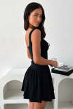 EVE Solid Color Halter Sexy Corset Mini Dress GSNU-8029
