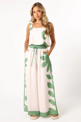 EVE Loose Print Tank Top And Wide Leg Pants Suit GSNU-3009