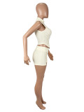 EVE Lapel Sleeveless Zipper Short 2 Piece Set SHD-9780