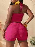 EVE Sleevless Hollow Out Knits Two Piece Shorts Set SHD-9782