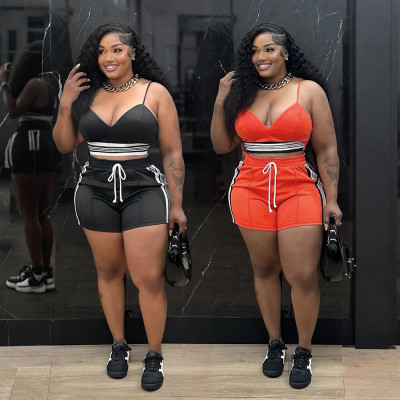 EVE Fashion Patchwork Sling Two Piece Shorts Set CYA-901809