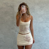 EVE Slim Hot Drill Sling Tops 2 Piece Skirt Set SHD-9785