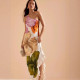 EVE Single Shoulder Ruffles Patchwork Print Maxi Dress GWDS-250401