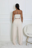 EVE Solid Color Wrap Chest Loose Two Piece Pants Set XHXF-8719