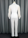 EVE Chiffon Patchwork Lantern Sleeve Jumpsuit  GKEN-050115