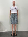 EVE Loose Multi-pockets Straight Denim Shorts OD-8740