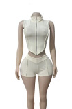 EVE Solid Color Skinny Tank Top Sexy Shorts Set GFCF-1376