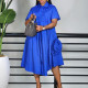 EVE Plus Size Short Sleeve Solid Loose Shirt Dress GMLF-3338