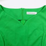 EVE Plus Size Solid Color V Neck Midi Dress GMLF-3330