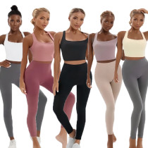 EVE Solid Color Sport Tank Tops Yoga Pants Set SMD-25071