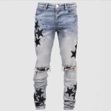 EVE Men's Star Fashion Holes Denim Trousers GDMY-353