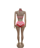 EVE Color Block Bikini Short Top Three Piece Set GFCF-1372