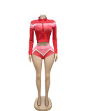 EVE Color Block Bikini Short Top Three Piece Set GFCF-1372