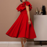 EVE Plus Size Ruffled Big Swing Party Dress  GMLF-3329