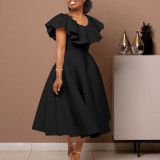 EVE Plus Size Ruffled Big Swing Party Dress  GMLF-3329