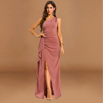 EVE Single Shoulder Ruffles Irregular Maxi Dress GYSD-83388