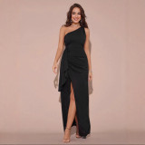 EVE Single Shoulder Ruffles Irregular Maxi Dress GYSD-83388