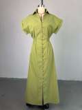 EVE Short Sleeve Single Breasted Split Shirt Dress GMSF-SU72257