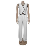 EVE Casual V-neck Button Top And Pants Two-Piece Set BY-7402