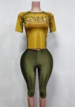 Pre Order: About 7 work days shipping Fashion Letter Print T-shirt Pants Suit YUEM-300341