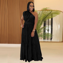 EVE Solid Color Slash Shoulder Sleevless Maxi Dress BY-7389