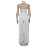 EVE Solid Color V Neck Backless Jumpsuit BY-7368