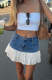 EVE Lace Patchwork High Waist Denim Skirt GMYT-14129