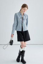 EVE Long Sleeve Tie Up Denim Shirt GMYT-308