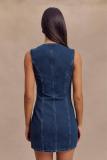 EVE Fashion O Neck Sleeveless Denim Midi Dress GMYT-13613