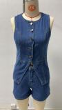 EVE Fashion Sleeveless Vest And Shorts Loose Denim Suit GMYT-13605