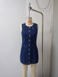EVE Fashion O Neck Sleeveless Denim Midi Dress GMYT-13613