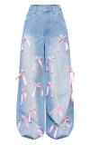 EVE Bow Tie High Waisted Wide Leg Jeans GMYT-12874