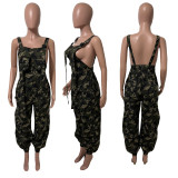 EVE Camouflage Print Casual Back Pants Jumpsuit LX-3581