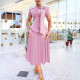 EVE Solid Color Short Sleeve Long Skirt Suit MK-3212