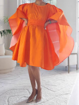 EVE Loose Bat Sleeve Tie Up Midi Dress MK-3214