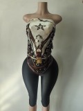 Pre Order: About 7 work days shipping Print Wrap Chest Seventh Pants Suit YUEM-300344